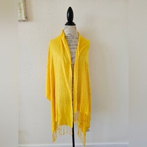 Spectrum Marigold Yellow Pashmina Shawl – 100% Rayon Made in India Boho Fringed